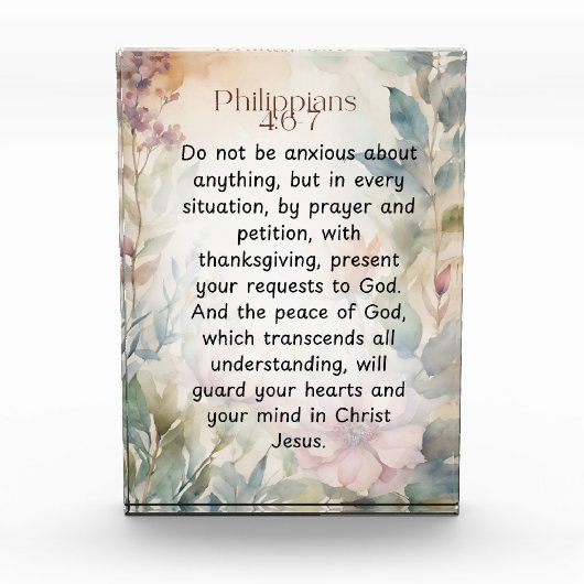 Philippinen 4:6-7 Christliche Bibelverse Wasserfar Fotoblock (Vorderseite)