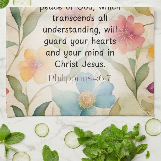 Philippinen 4:6-7 Christliche Bibelverse Wasserfar Geschirrtuch (Gefaltet)