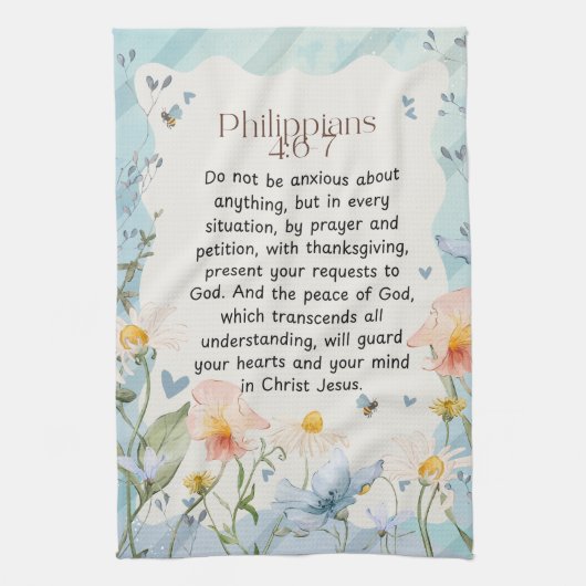 Philippinen 4:6-7 Christliche Bibelverse Wasserfar Geschirrtuch (Vertikal)