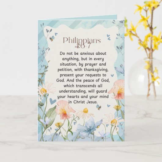 Philippinen 4:6-7 Christliche Bibelverse Wasserfar Karte (Gelbe Blume)