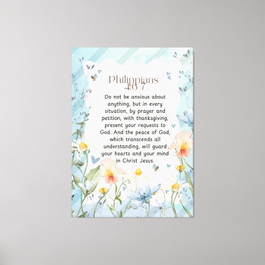 Philippinen 4:6-7 Christliche Bibelverse Wasserfar Leinwanddruck (Vorderseite)