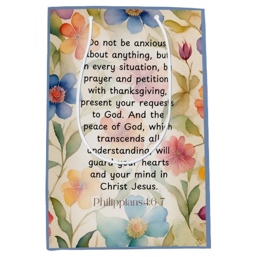 Philippinen 4:6-7 Christliche Bibelverse Wasserfar Mittlere Geschenktüte (Vorderseite)