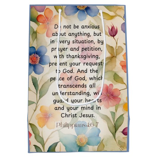 Philippinen 4:6-7 Christliche Bibelverse Wasserfar Mittlere Geschenktüte (Rückseite)