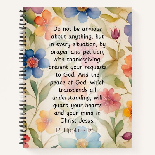 Philippinen 4:6-7 Christliche Bibelverse Wasserfar Notizblock (Vorderseite)