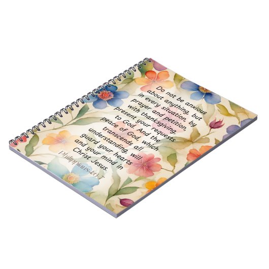 Philippinen 4:6-7 Christliche Bibelverse Wasserfar Notizblock (Linke Seite)