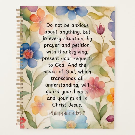 Philippinen 4:6-7 Christliche Bibelverse Wasserfar Planer (Vorderseite)