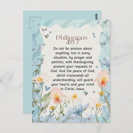 Philippinen 4:6-7 Christliche Bibelverse Wasserfar Postkarte (Vorne/Hinten)