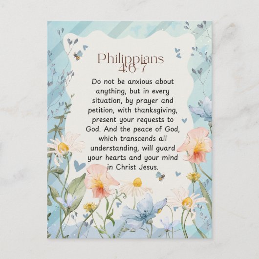 Philippinen 4:6-7 Christliche Bibelverse Wasserfar Postkarte (Vorderseite)