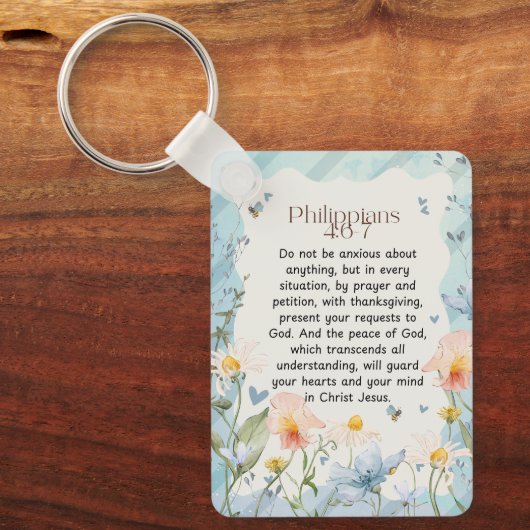 Philippinen 4:6-7 Christliche Bibelverse Wasserfar Schlüsselanhänger (Vorderseite)