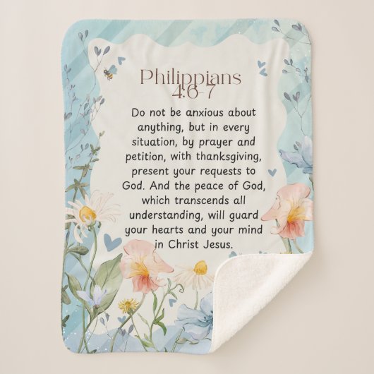 Philippinen 4:6-7 Christliche Bibelverse Wasserfar Sherpadecke (Vorderseite)