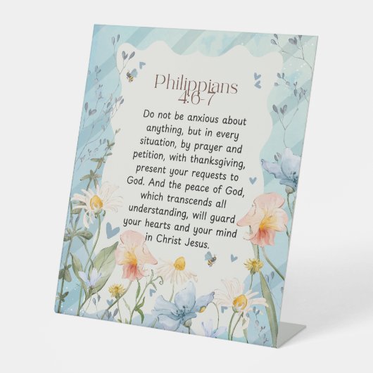 Philippinen 4:6-7 Christliche Bibelverse Wasserfar Sockelschild (Vorderseite)