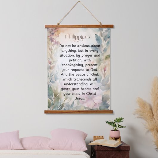 Philippinen 4:6-7 Christliche Bibelverse Wasserfar Wandteppich Mit Holzrahmen (Schlafzimmer)