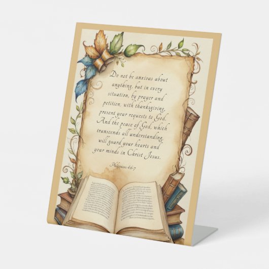 Philippinen 4:6-7 Christliche Bibelversen Kunst Sockelschild (Vorderseite)