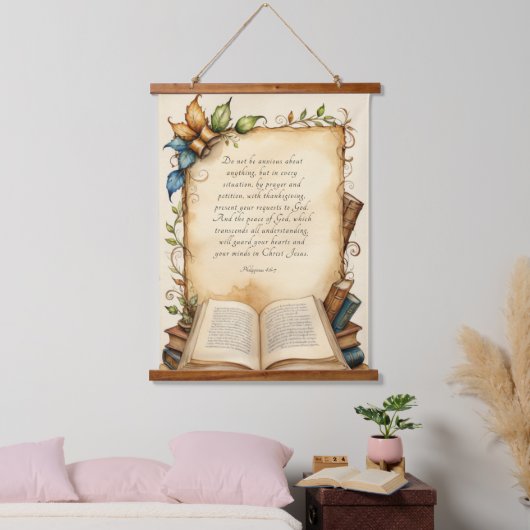 Philippinen 4:6-7 Christliche Bibelversen Kunst Wandteppich Mit Holzrahmen (Schlafzimmer)