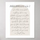 Philippinen 4:6-7 Minimal Boho Beige Arch Script Poster (Vorne)