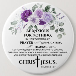 Philippinen 4:6-7 Schrift Purple Flowers Button