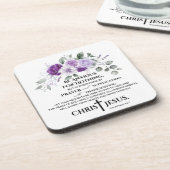 Philippinen 4:6-7 Schrift Purple Flowers Getränkeuntersetzer (Linke Seite)