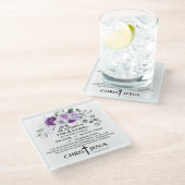 Philippinen 4:6-7 Schrift Purple Flowers Glasuntersetzer (Schrägansicht)