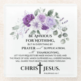 Philippinen 4:6-7 Schrift Purple Flowers Glasuntersetzer