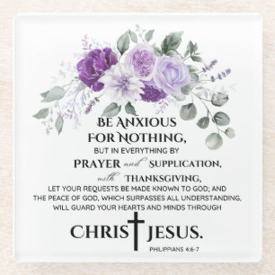 Philippinen 4:6-7 Schrift Purple Flowers Glasuntersetzer