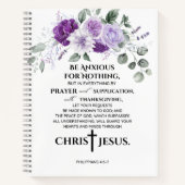 Philippinen 4:6-7 Schrift Purple Flowers Notizblock (Vorderseite)