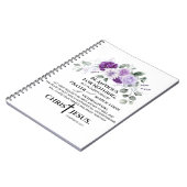 Philippinen 4:6-7 Schrift Purple Flowers Notizblock (Linke Seite)