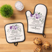 Philippinen 4:6-7 Schrift Purple Flowers Ofenhandschuh & Topflappen-Set (Oben Unten)