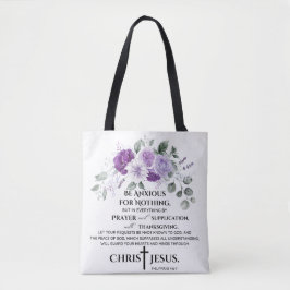 Philippinen 4:6-7 Schrift Purple Flowers Tasche