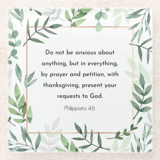 Philippinen 4:6, Bibelverse, Christentum Glasuntersetzer (Vorderseite)