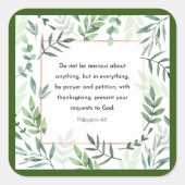 Philippinen 4:6, Bibelverse, Quadratischer Aufkleber (Vorderseite)