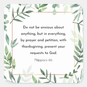 Philippinen 4:6, Bibelverse Quadratischer Aufkleber