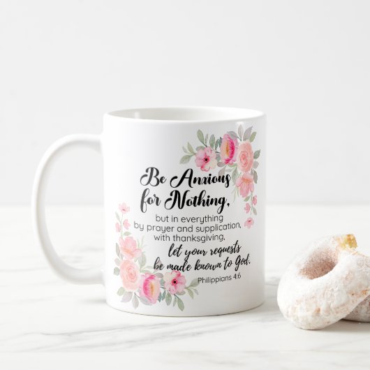 Philippinen 4:6 Fürchten Sie auf nichts Rosa Kaffeetasse (Mit Donut)