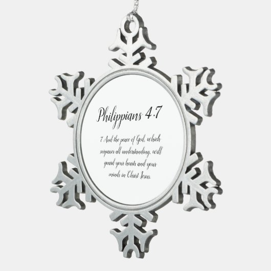 Philippinen 4:7 schneeflocken Zinn-Ornament (Rechts)