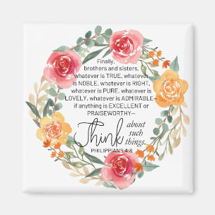 Philippinen 4:8 Rosa und gelbe Blumenreste Magnet