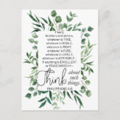 Philippinen 4:8 Was auch immer ist Noble Eukalyptu Postkarte (Vorderseite)