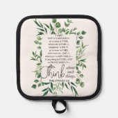 Philippinen 4:8 Was auch immer ist Noble Eukalyptu Topflappen (Vorderseite)