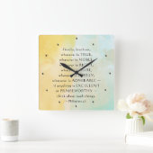 Philippinen: 4:8 Was auch immer wahr ist, Quadratische Wanduhr (Zuhause)