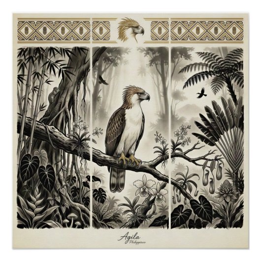 Philippinen Adler Triptychon-Wandkunst Poster (Vorderseite)