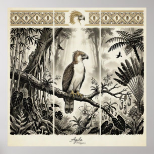 Philippinen Adler Triptychon Wandkunst Poster