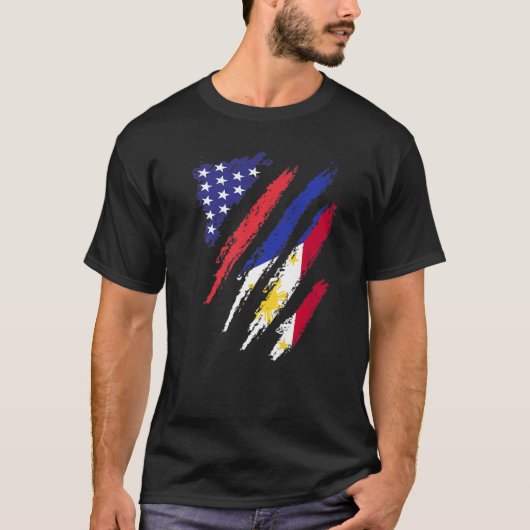 Philippinen American Grown Flag USA Patriot Herita T-Shirt (Vorderseite)