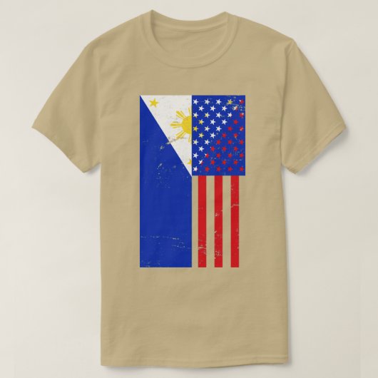 Philippinen: Amerikanische Flagge Philippinen T-Shirt (Design vorne)