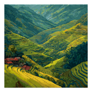 Philippinen Banaue Lebendige Reisterrassen Vintage Poster