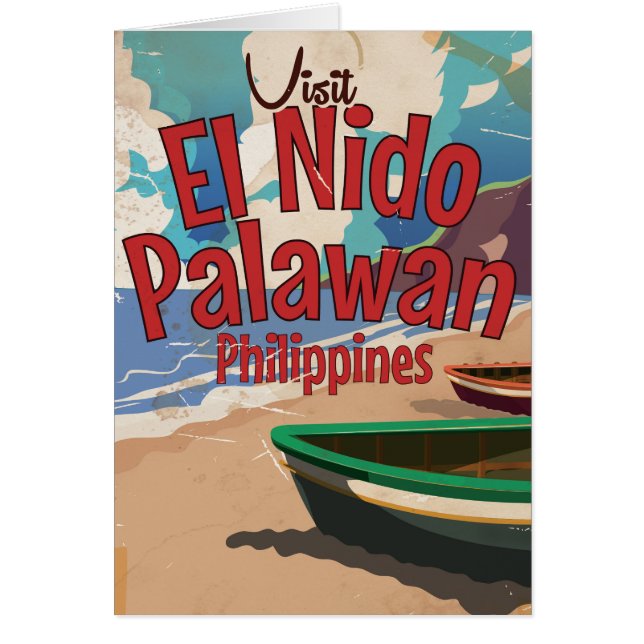 Philippinen, El Nido, Palawan Reiseplakat. (Vorne)