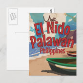 Philippinen, El Nido, Palawan Reiseplakat. Postkarte (Vorne/Hinten)
