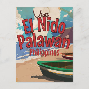 Philippinen, El Nido, Palawan Reiseplakat. Postkarte