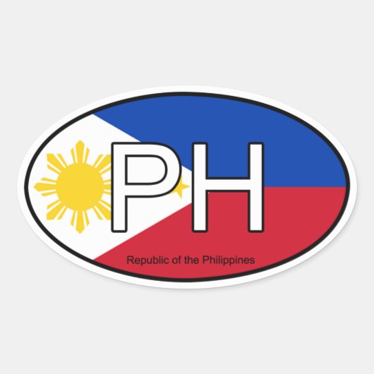 Philippinen-Euro-Sticker Ovaler Aufkleber (Vorderseite)