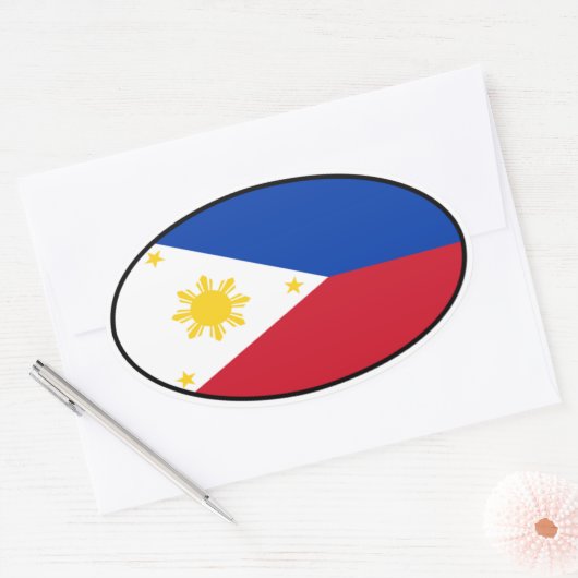 Philippinen-Euro-Sticker Ovaler Aufkleber (Umschlag)