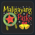 Philippinen Filipino Christmas Maligayang Pasko Quadratischer Aufkleber<br><div class="desc">Maligayang Pasko - Philippinen Frohe Weihnachtslattern. Ein Tagalog Ferien-Design,  um unsere philippinischen Wurzeln mit Familie zu feiern. > Südostasien Parolstar Laterne und Xmas Schneeflocke Kunst für Liebe und Stolz der Philippinen. > Personalisieren Sie es! Hinzufügen von individuelle Name,  Foto oder Text.</div>