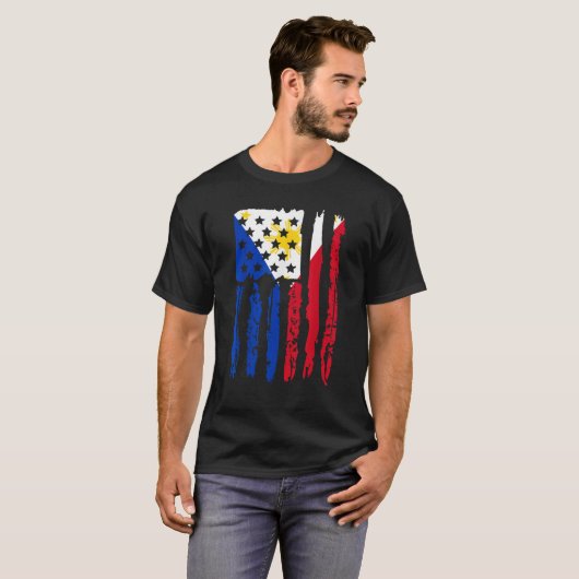Philippinen Filipino Flag American Grown Pinoy USA T-Shirt (Vorne ganz)
