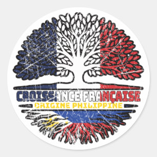 Philippinen Filipino Flag Frankreich Tree Roots Fl Runder Aufkleber
